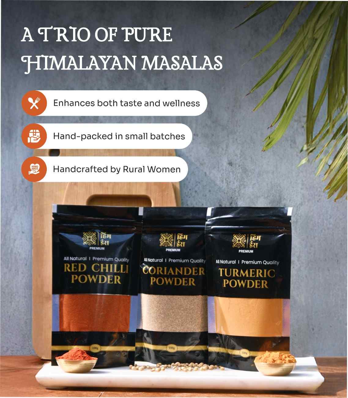 Pure Himalayan Spices - Turmeric, Coriander & Red Chilli Powder - Image 2