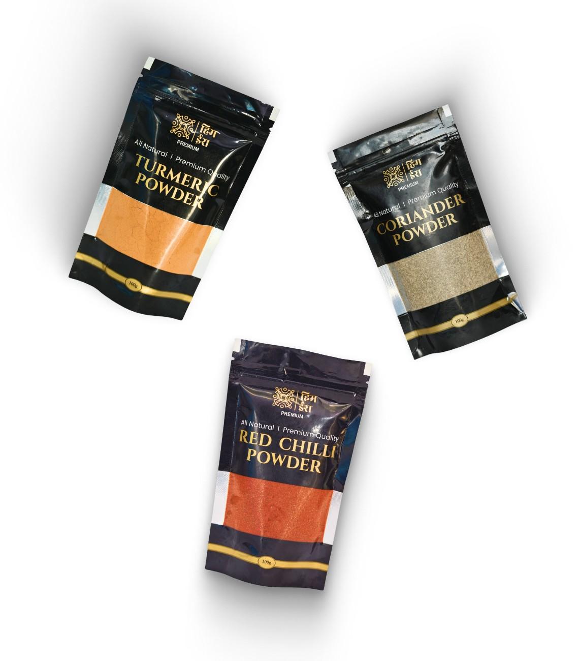 Pure Himalayan Spices - Turmeric, Coriander & Red Chilli Powder - Image 3