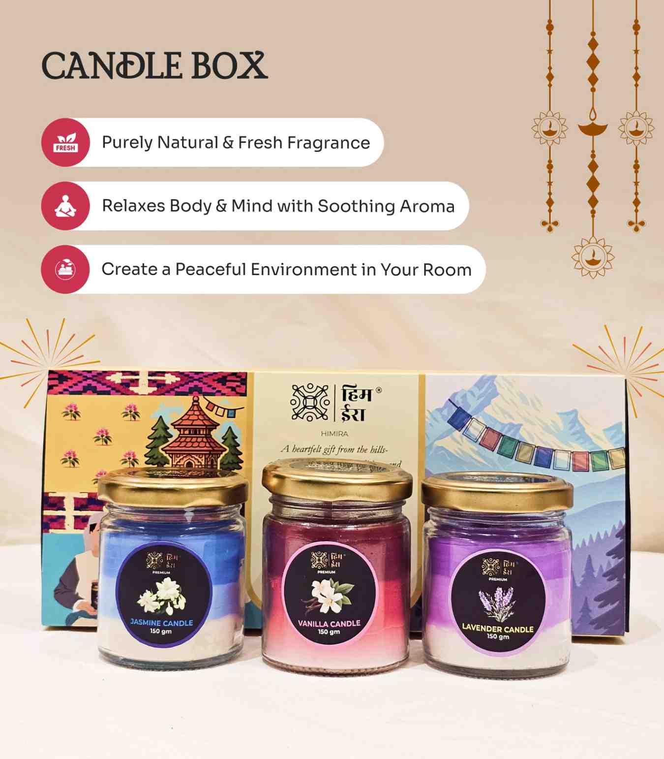 Diwali Candle Gift Box: Natural Fragrance - Image 2