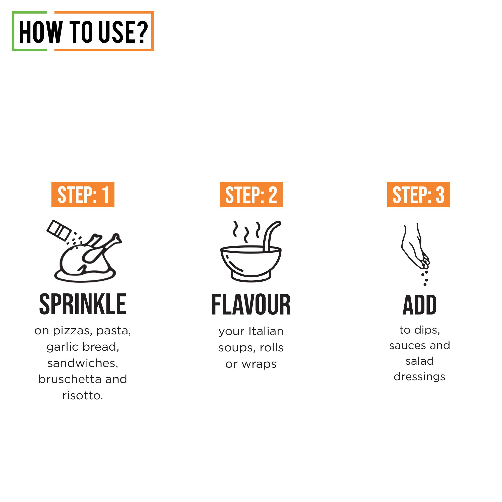 Chef Urbano Spice Mixes Pizza Seasoning Sprinkler 30 Gms (MRP: Rs. 105/-) - Image 3