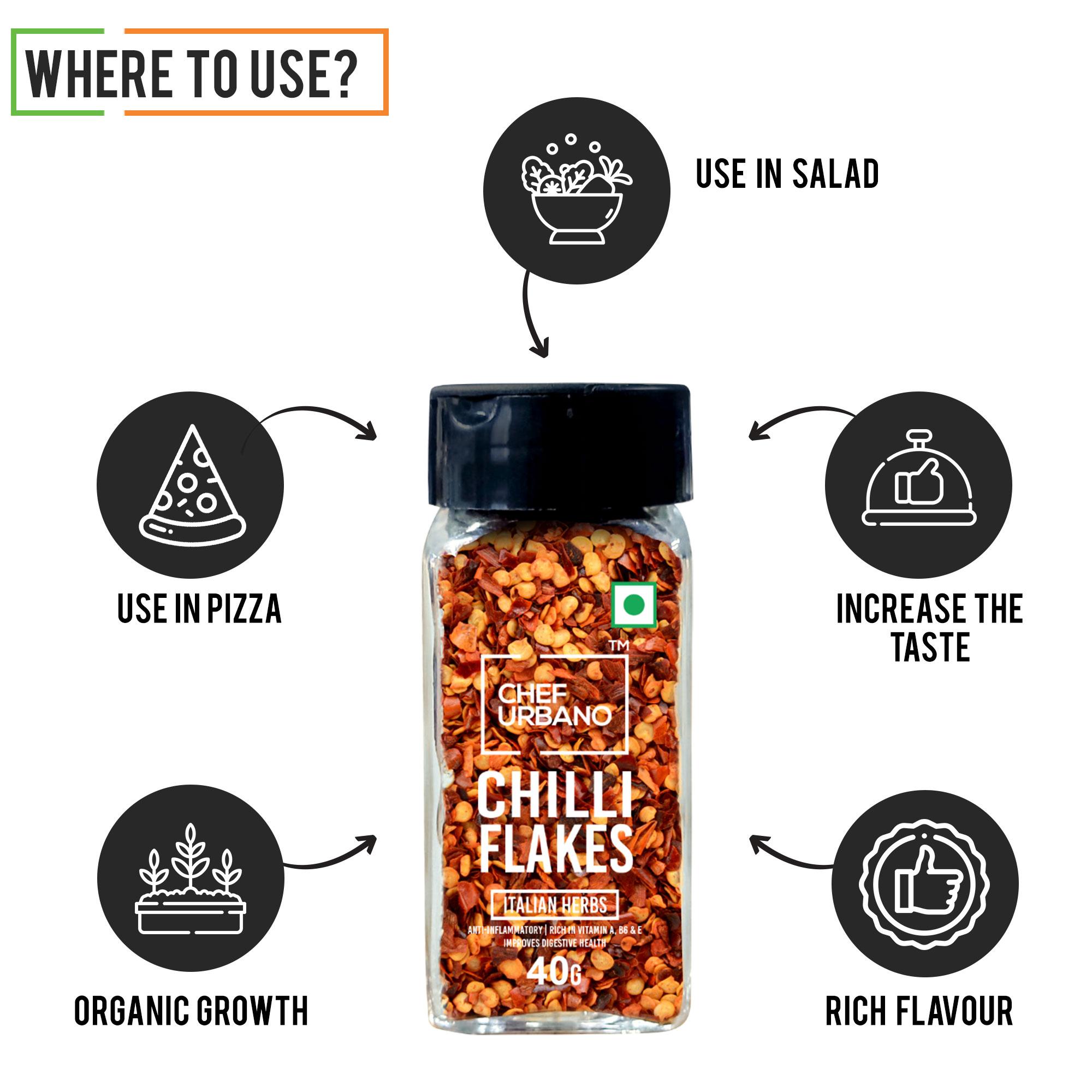 Chef Urbano Herbs Chilli Flakes Sprinkler 40 Gms (MRP: Rs. 99/-) - Image 2