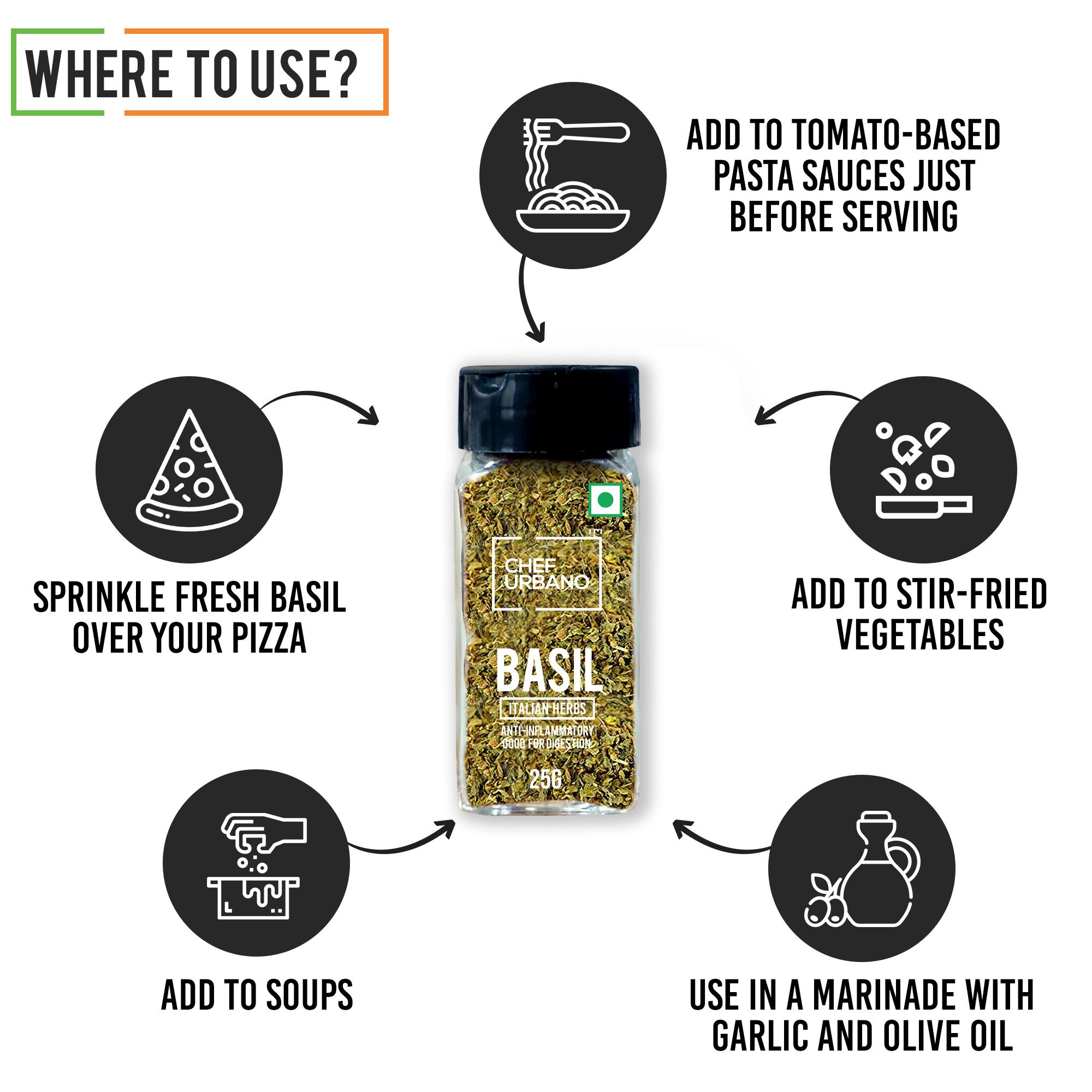 Chef Urbano Herbs Basil Sprinkler 25 Gms (MRP: Rs. 99/-) - Image 3