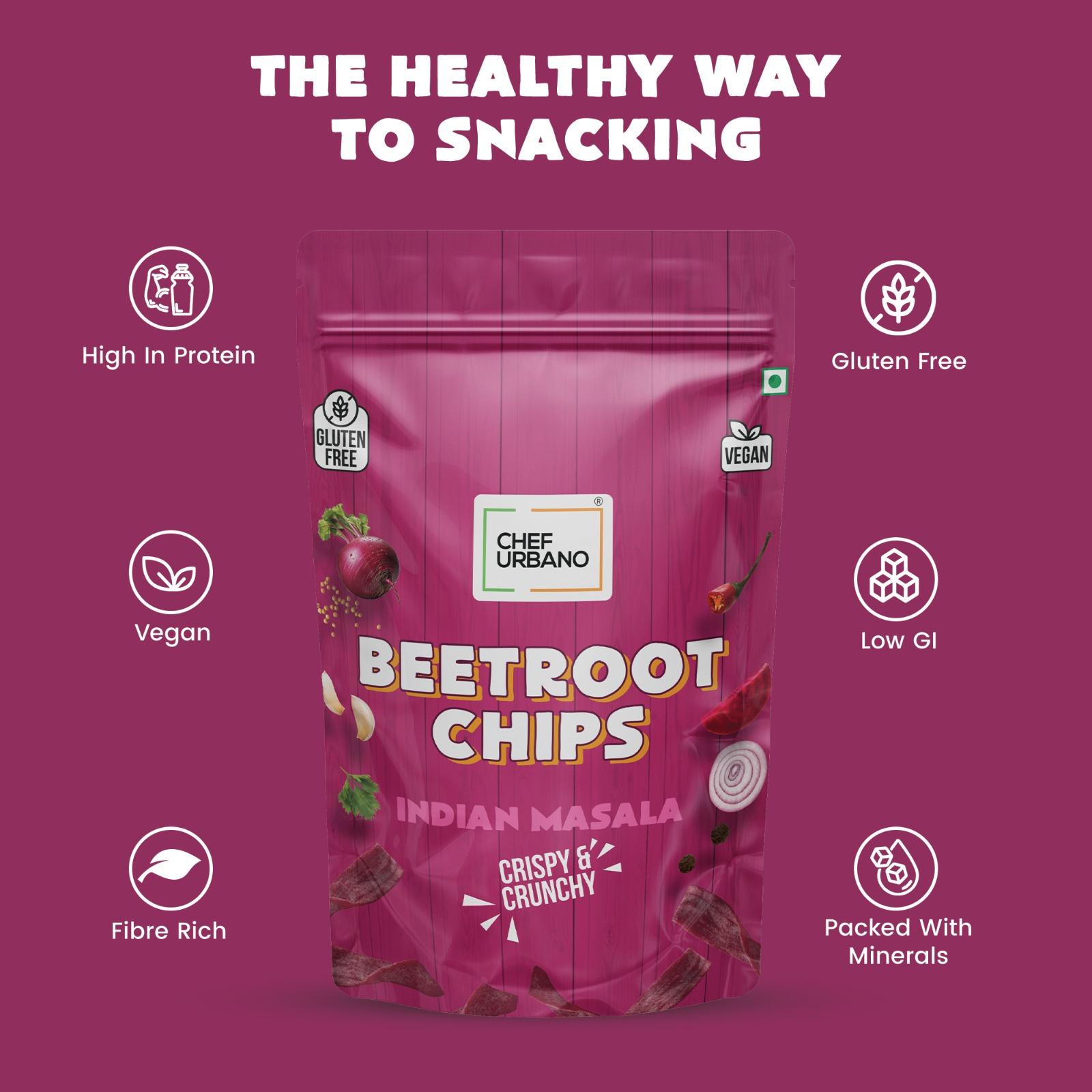 Chef Urbano Chips Beetroot Indian Masala Pouch 80 Gms (MRP: Rs. 149/-) - Image 2