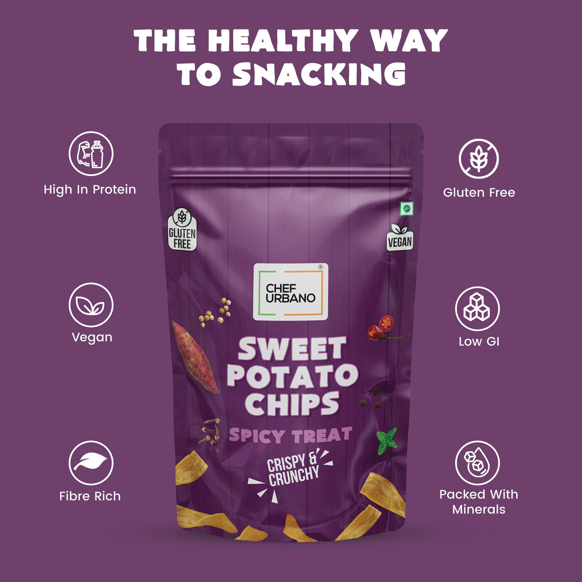 Chef Urbano Chips Sweet Potato Spicy Treat Pouch 80 Gms (MRP: Rs. 149/-)