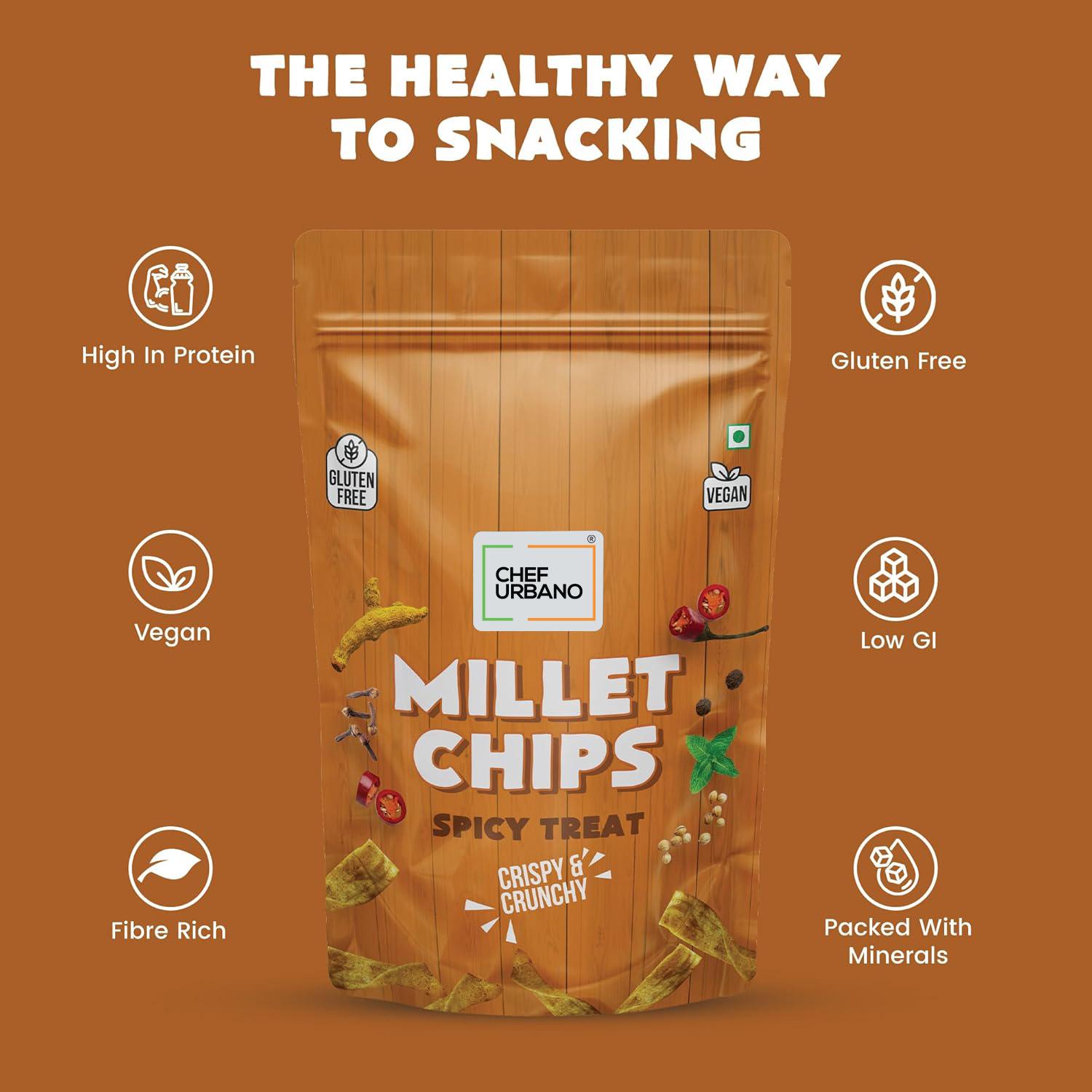 Chef Urbano Chips Millets Spicy Treat Pouch 85 Gms (MRP: Rs. 149/-) - Image 2
