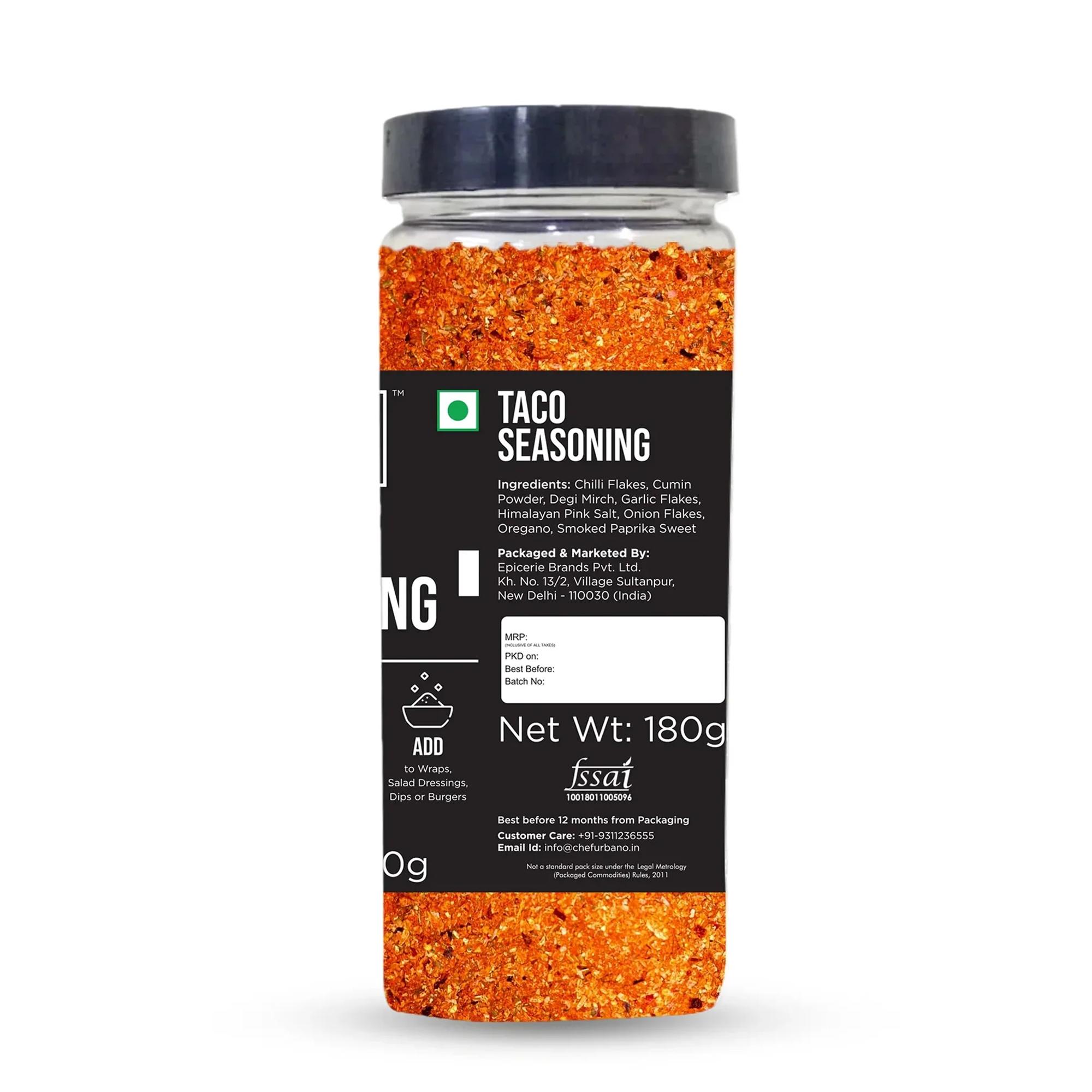 Chef Urbano Spice Mixes Taco Seasoning Pet Jar 180 Gms (MRP: Rs. 285/-) - Image 2