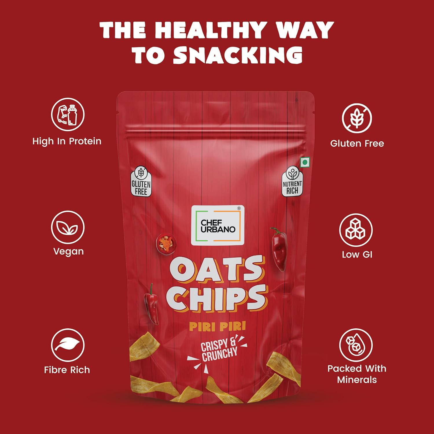 Chef Urbano Combo Chips Oats Piri Piri Pouch 85 Gms Pack Of 6 - Image 2