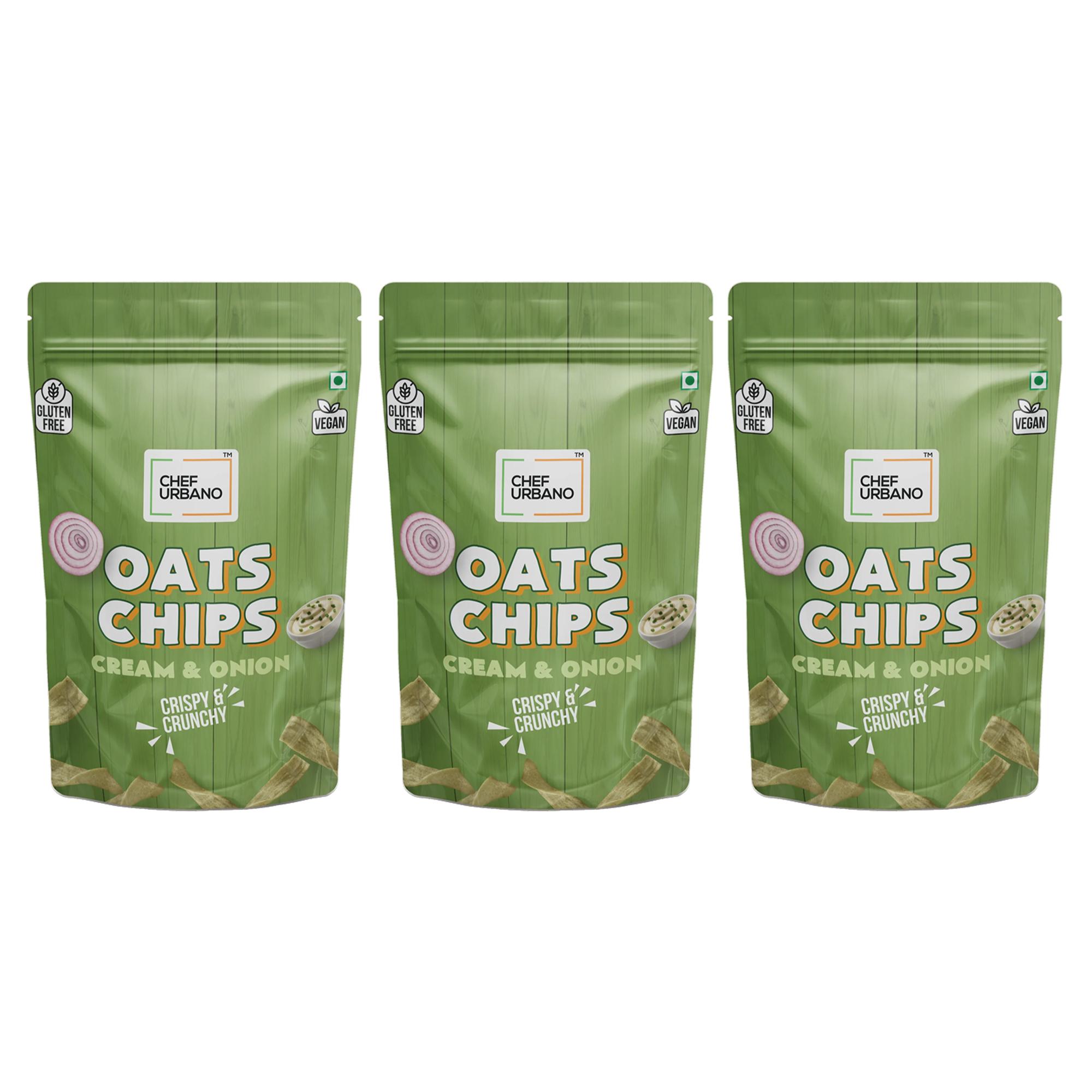 Chef Urbano Combo Chips Oats Cream & Onion Pouch 85 Gms Pack Of 3