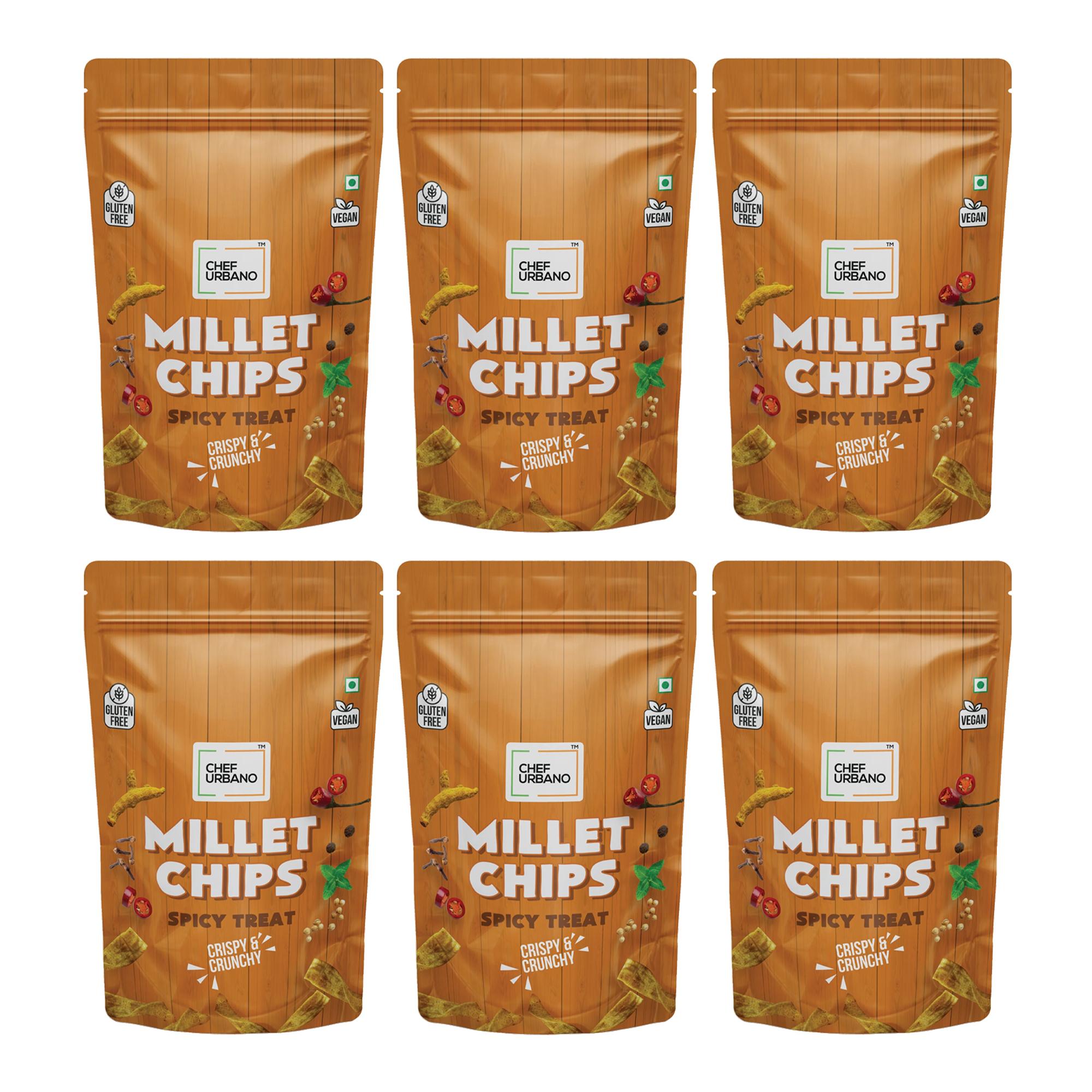 Chef Urbano Combo Chips Millets Spicy Treat Pouch 85 Gms Pack Of 6